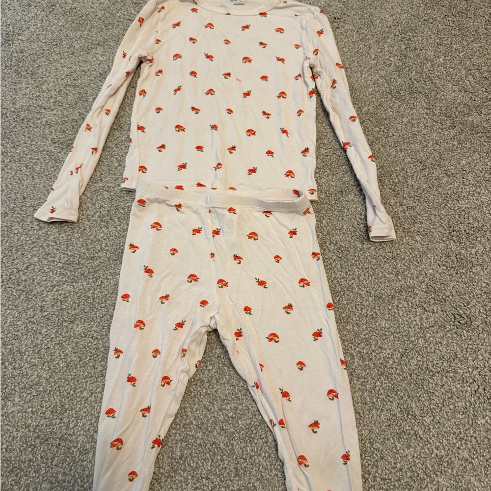 SKIMS Kids Pajama Set with Red mushroom Pattern